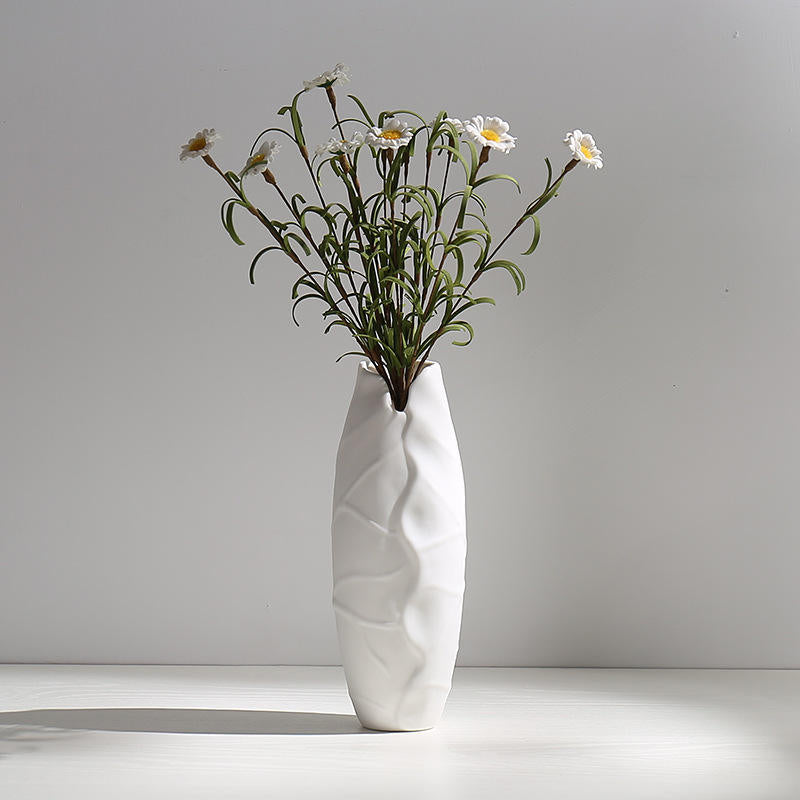 12 inch Modern White Ceramic Dried Flower Vase