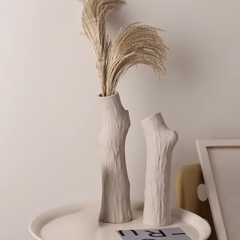 Set of a Unique Tree Fork Shape Ceramic Dry Flower Vase for Entryway Decor