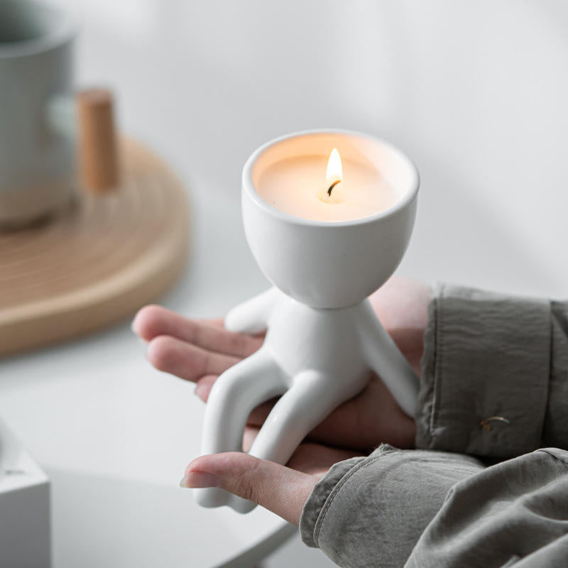 Nordic Creative Modern Black or white Lazy Small Ceramic Flowerpot or candle holder Personalized