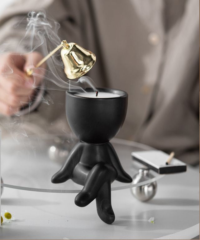 Nordic Creative Modern Black or white Lazy Small Ceramic Flowerpot or candle holder Personalized