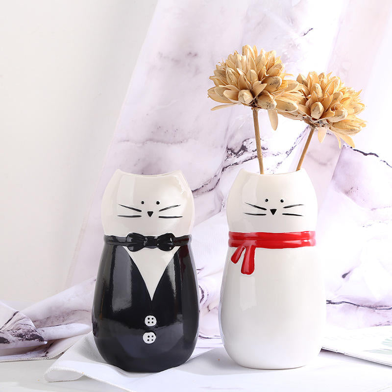 Set of 2 Custom Logo Creative Ceramic Warm Painting Vase Ornaments