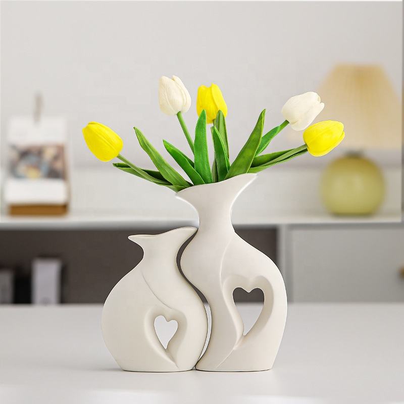 Heart Nestled Ceramic Vase Combination