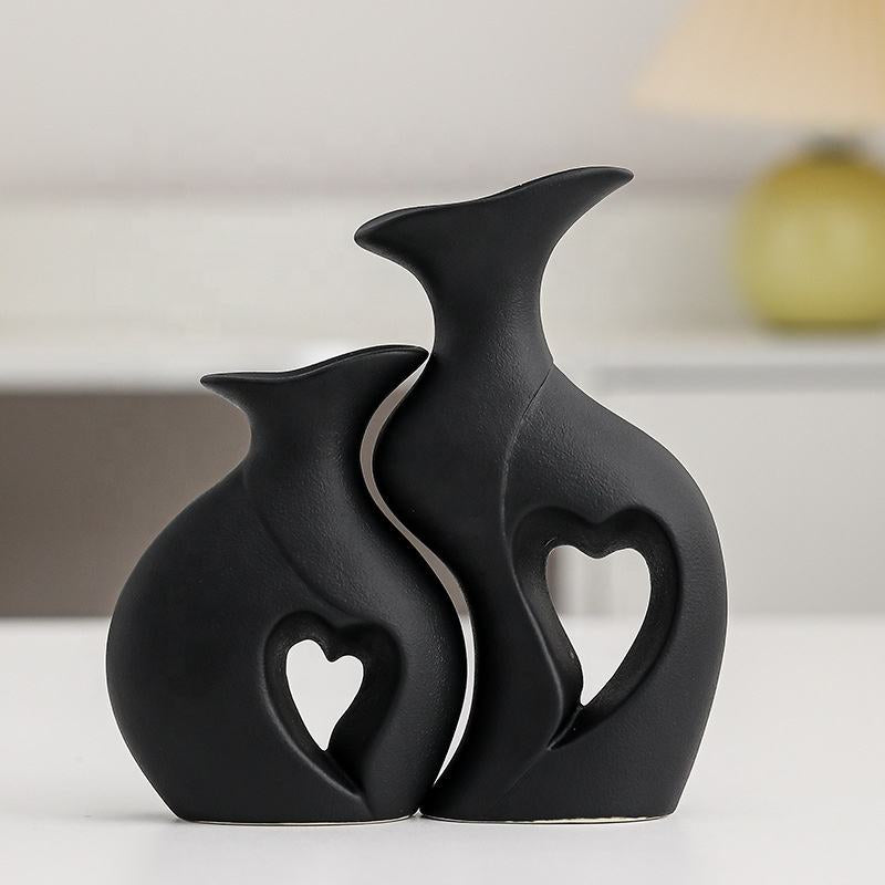 Heart Nestled Ceramic Vase Combination