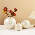 Set of 3 Ball Shape Flower Ceramic Vase