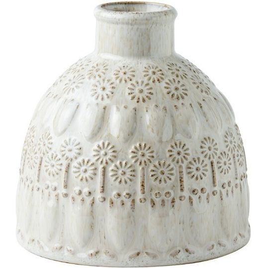 Handmade Rustic Embossed Vase Stoneware Dandelion Embossment Retro Vase