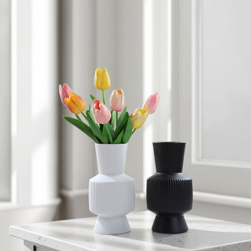 Black or White Simple White Ceramic Vase