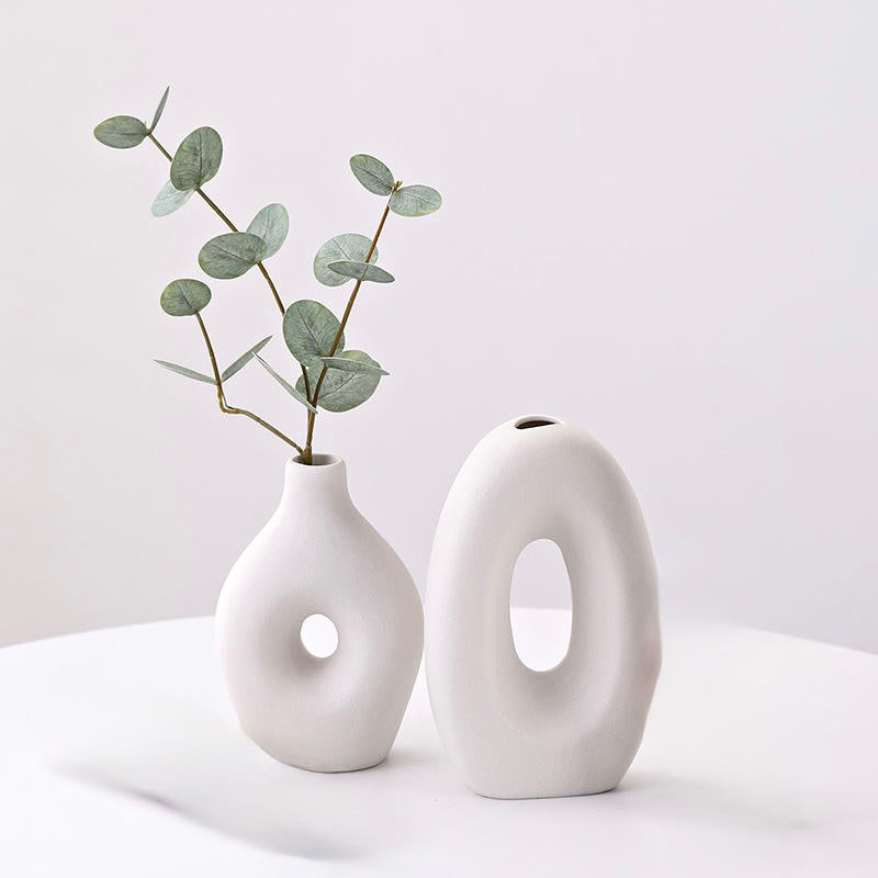 Set of 2  High Quality Minimalist Ceramic Vase Tabletop