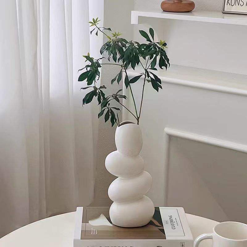 White Flower Ceramic Vases Spiral Vase