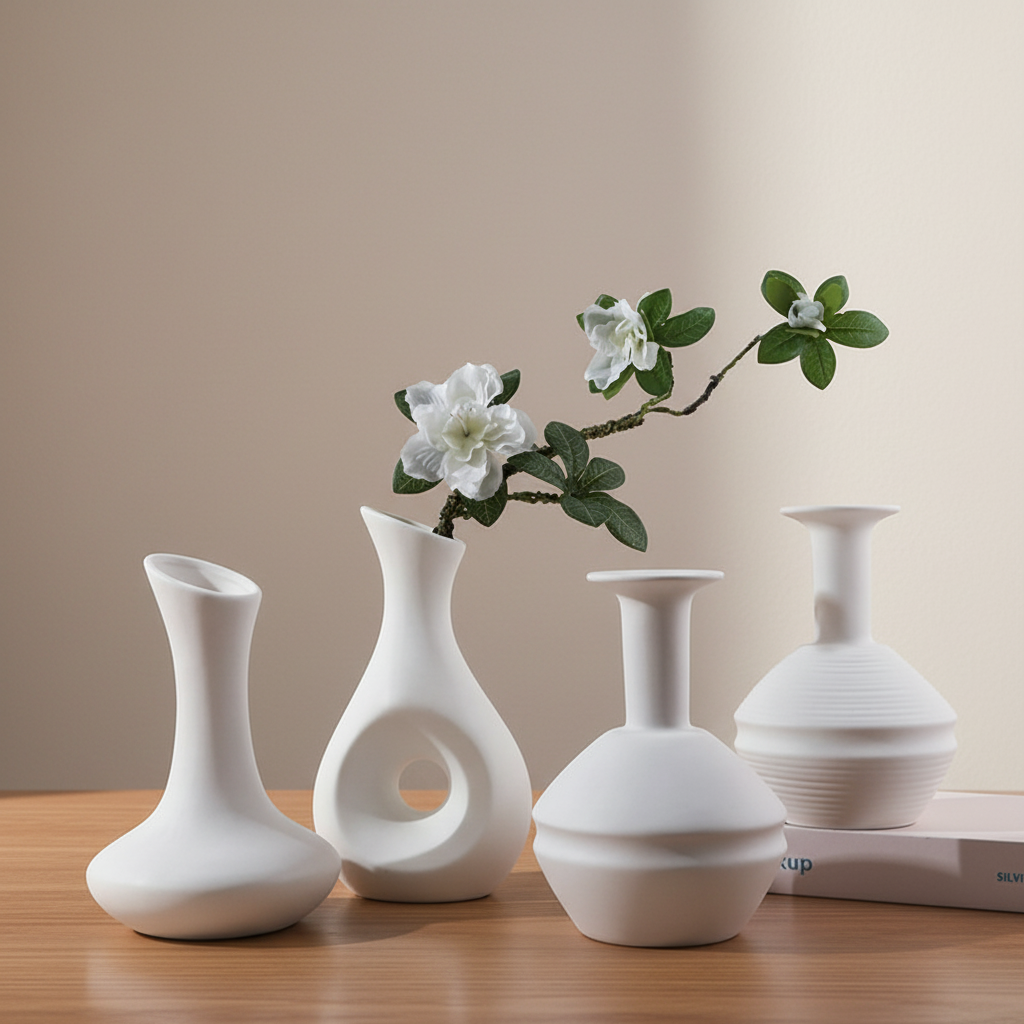 Modern Simple Bisque Plain Ceramic Bisque White Vase