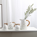 Set of 4 Ceramic Vases with Handles Rustic Vintage Pieces