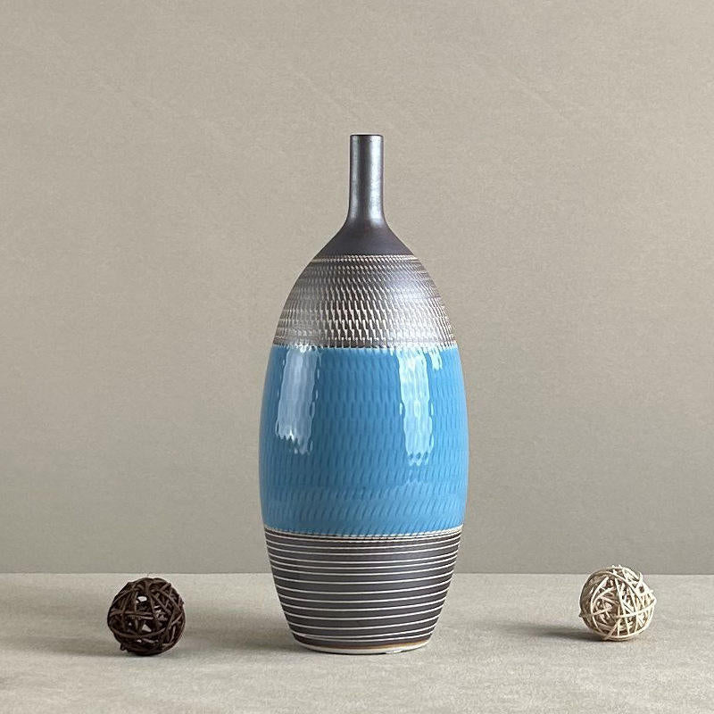 Handmade Blue Grey Ceramic Vase