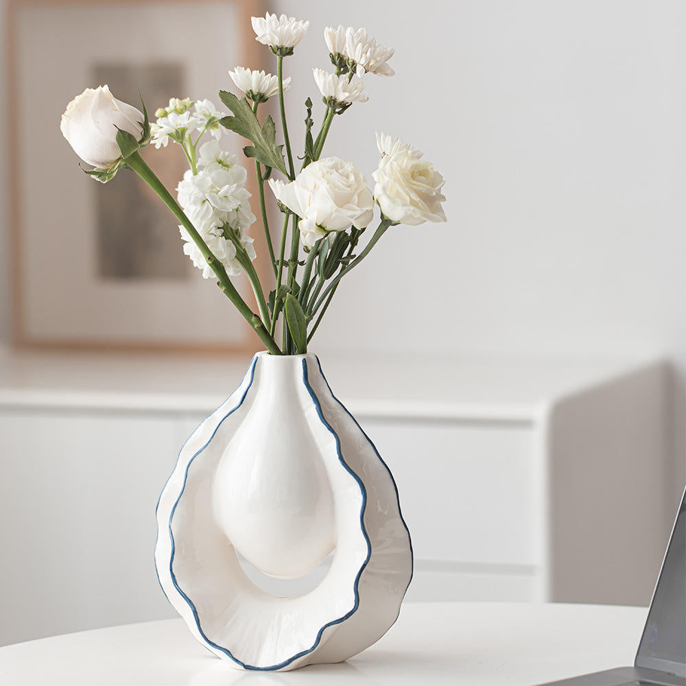 Luxury Style White Small Mouth Ceramic Vase