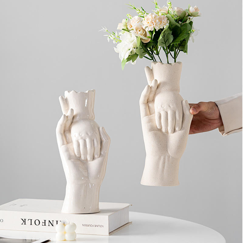 Luxury Ornament Big Hand Pulling Small Hand Ceramic Vase