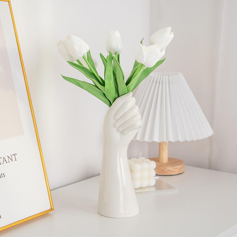 Art Deco Style Ceramic Vase Hand Shaped