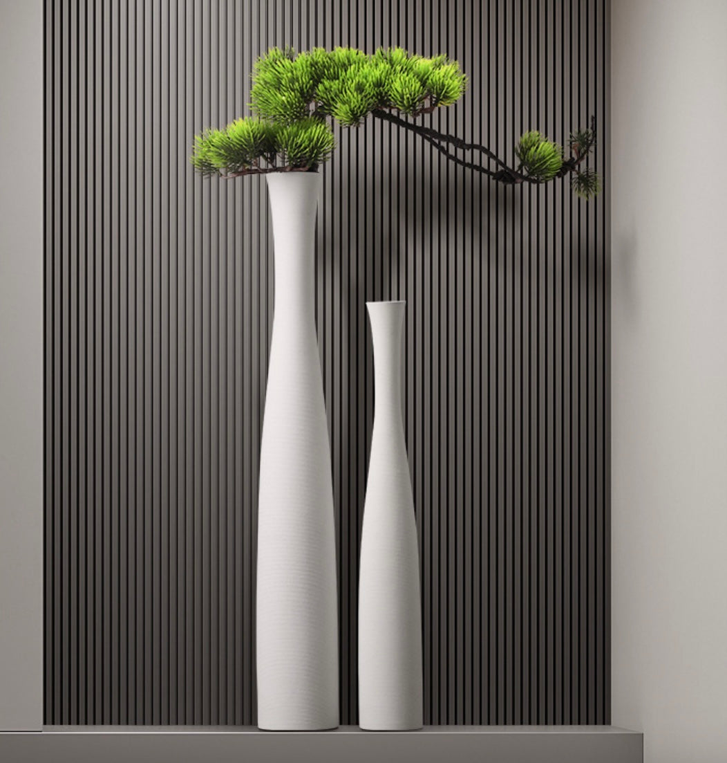 Set of 2 white OR black Welcoming Pine Vase Entrance Niche Home White Art High-end Ceramic Vase