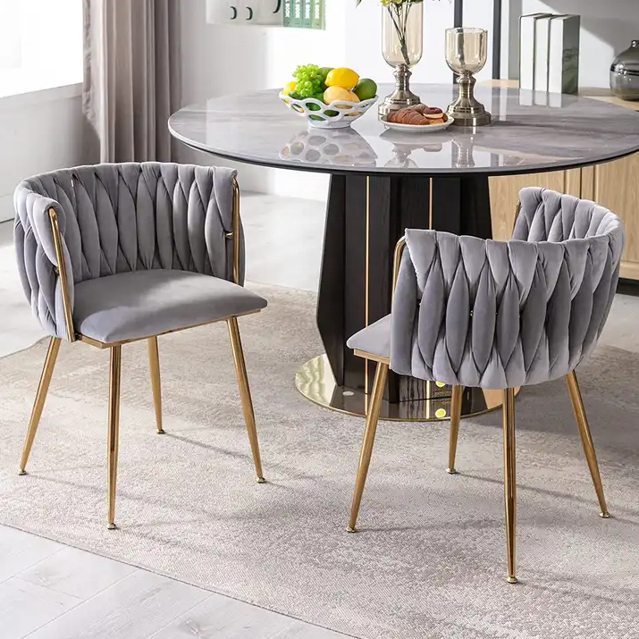 Set of 2 High Quality Contemporary Upholstered Beige Restaurant Chairs