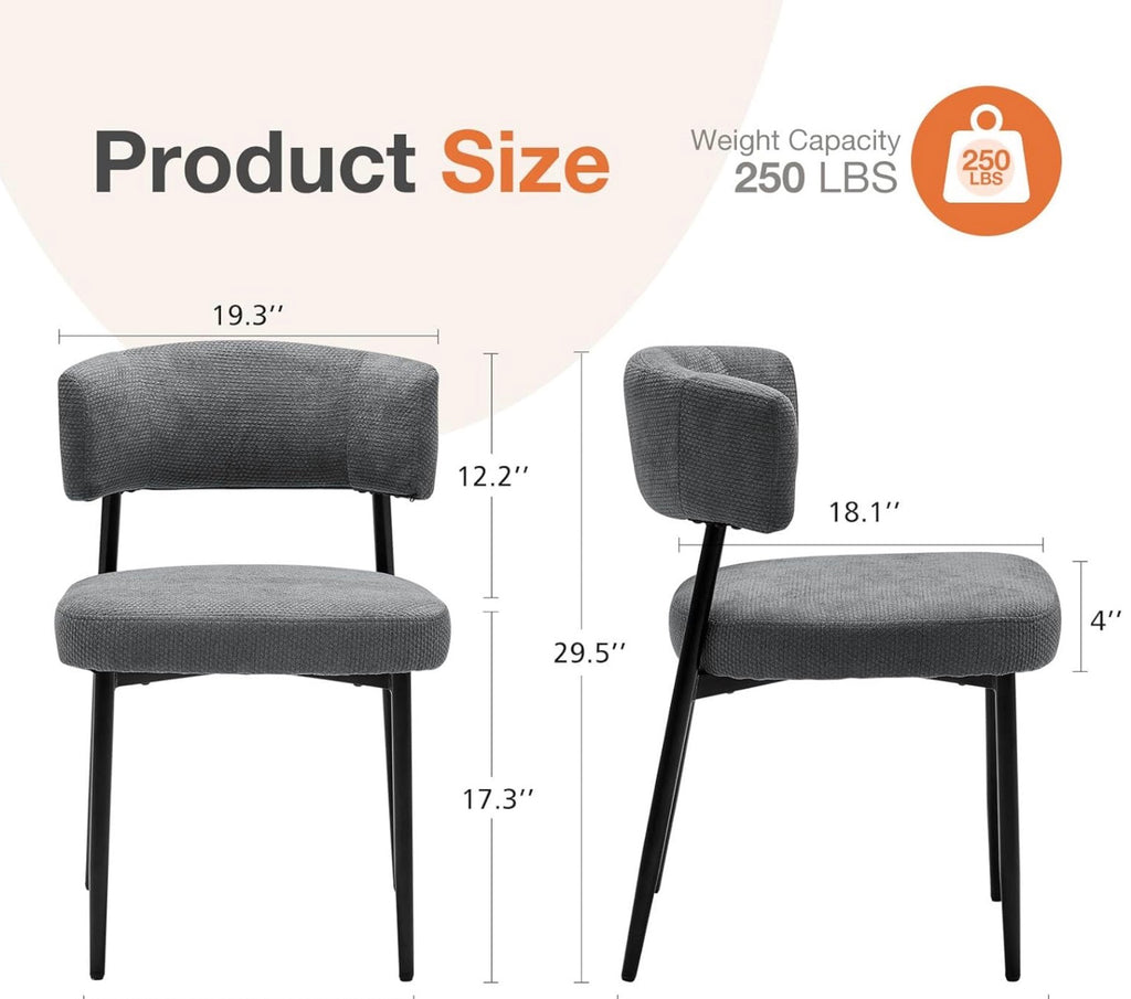 Sweetcrispy Dining Chairs Set of 4, Boucle Fabric Modern Mid Century Round Kitchen Chairs
