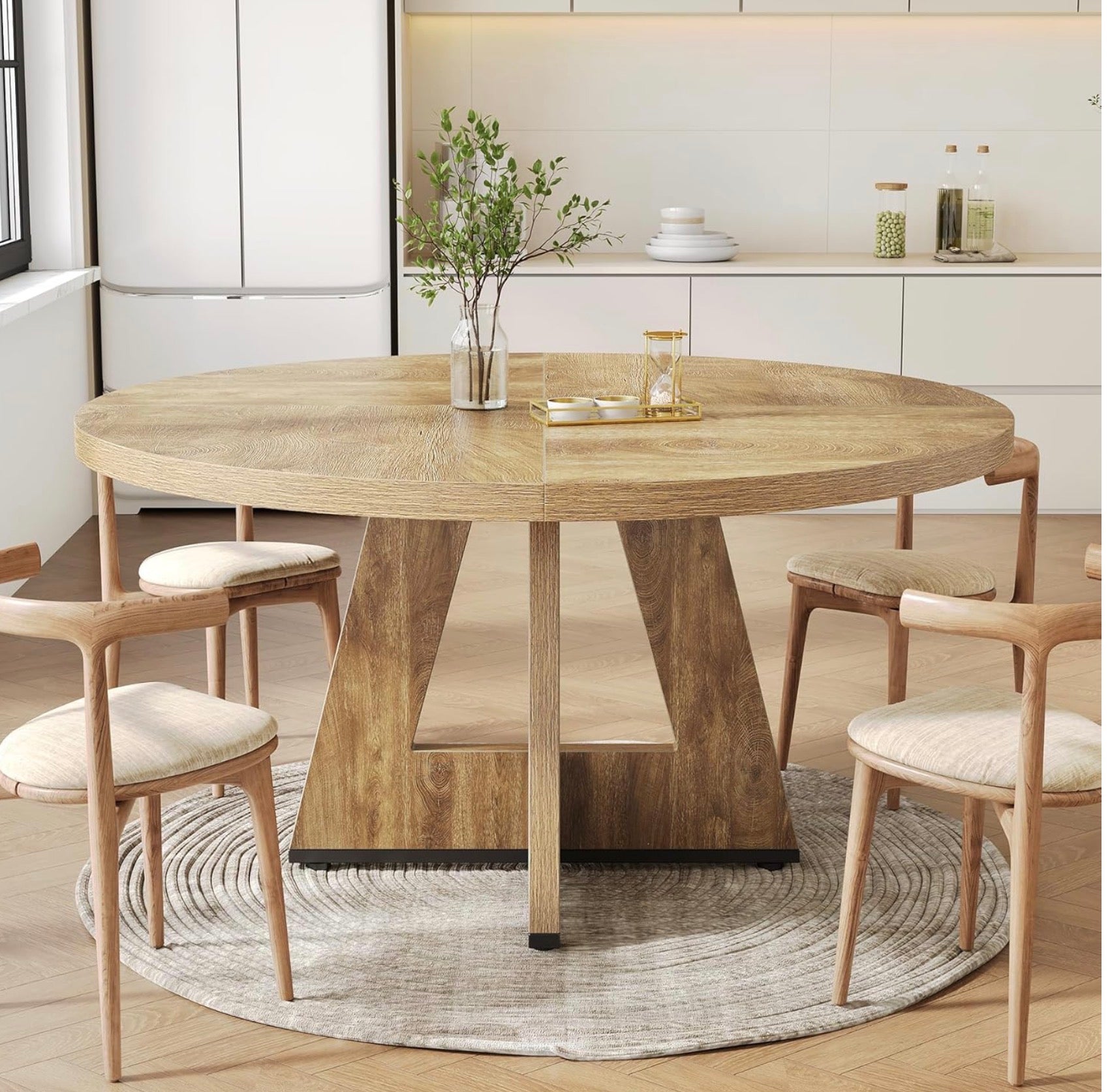 Round Dining Table for 4-6 People, 47 Inches Dining Room Table