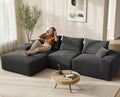 BONELESS Cloud 120" Modular Sectional Sofa with Chaise, Oversized Deep Seat Boneless Couch