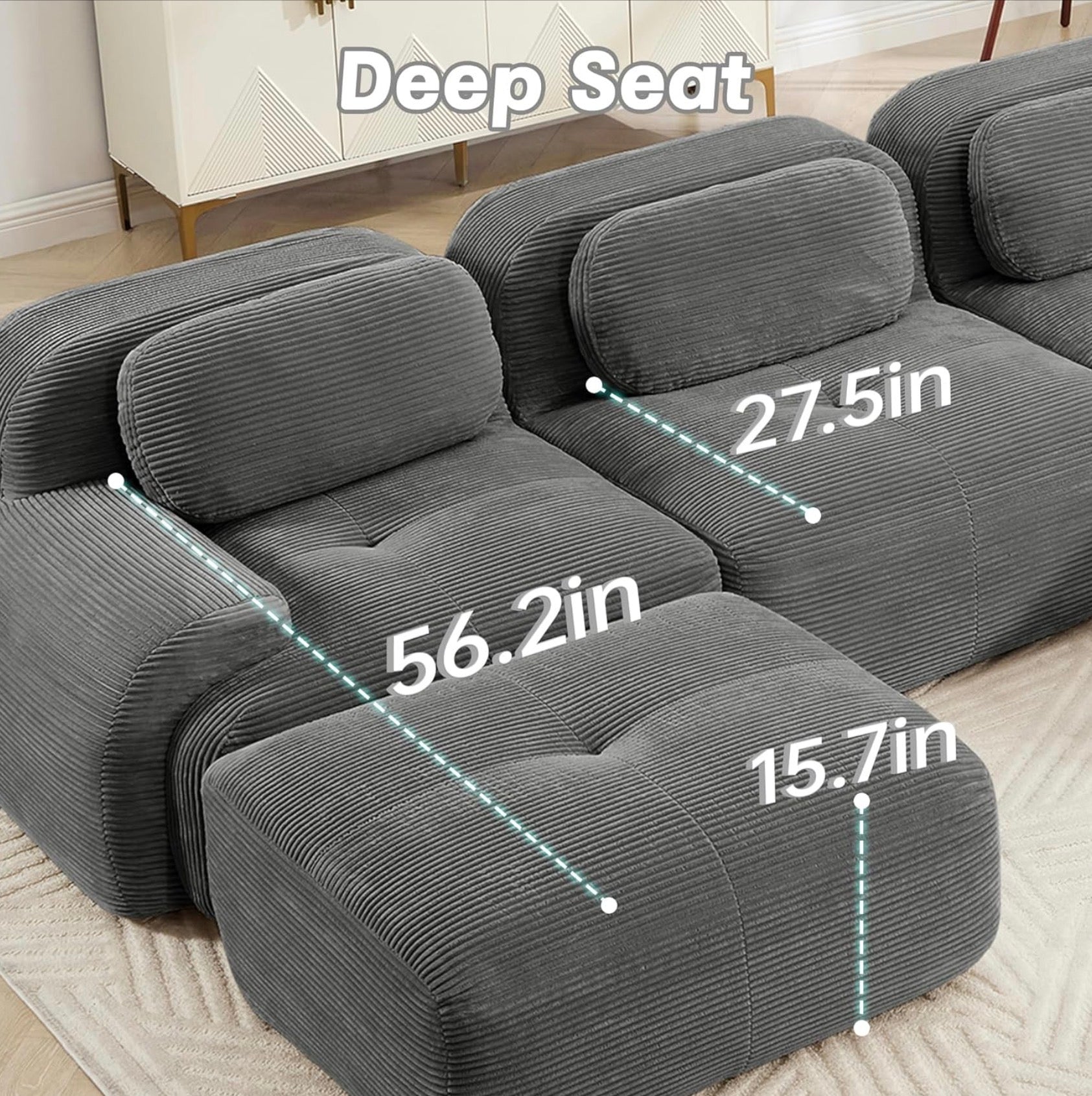 81.8 Inch Modular Sectional Sofa, 2-Seater Cloud Couch with Deep Seat