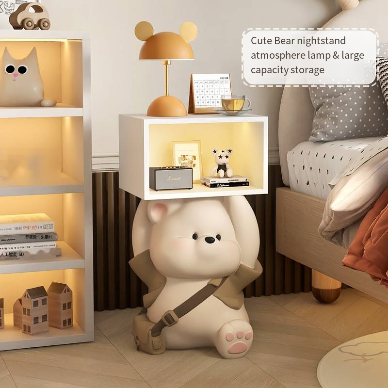 Cartoon Teddy Bear Children's Room, Bedroom, Bedside Table With light