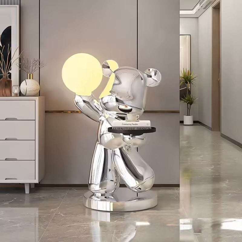 30 inch Home Decor Luxury Handmade Violent Bear Sculpture Resin Crafts LED Lamp