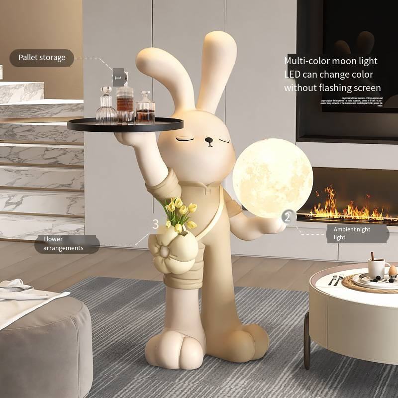 Large Rabbit Living Room Floor to Ceiling Decorations With cordless light