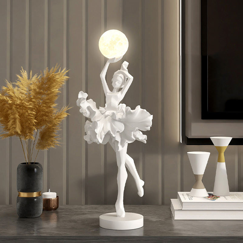 15 inch tall Art Ballerina Girl Sculpture Table Lamp Modern Decorative Statue