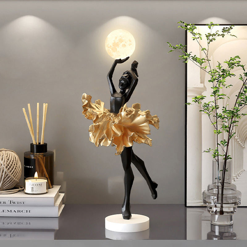 15 inch tall Art Ballerina Girl Sculpture Table Lamp Modern Decorative Statue