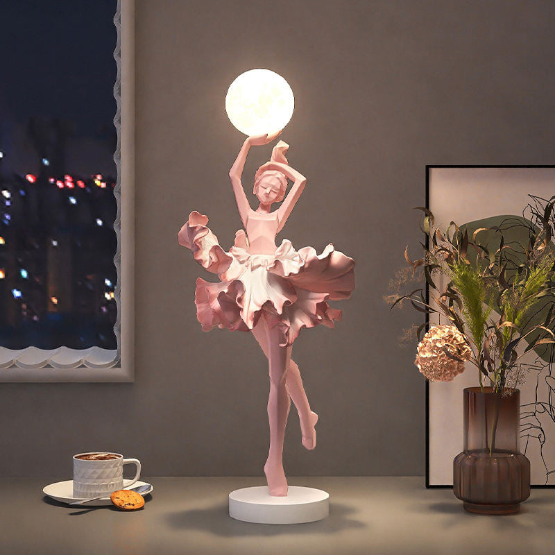 15 inch tall Art Ballerina Girl Sculpture Table Lamp Modern Decorative Statue