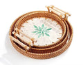 SET OF THREE Hand Crafted Naturally Ratan Shell Modern Tray