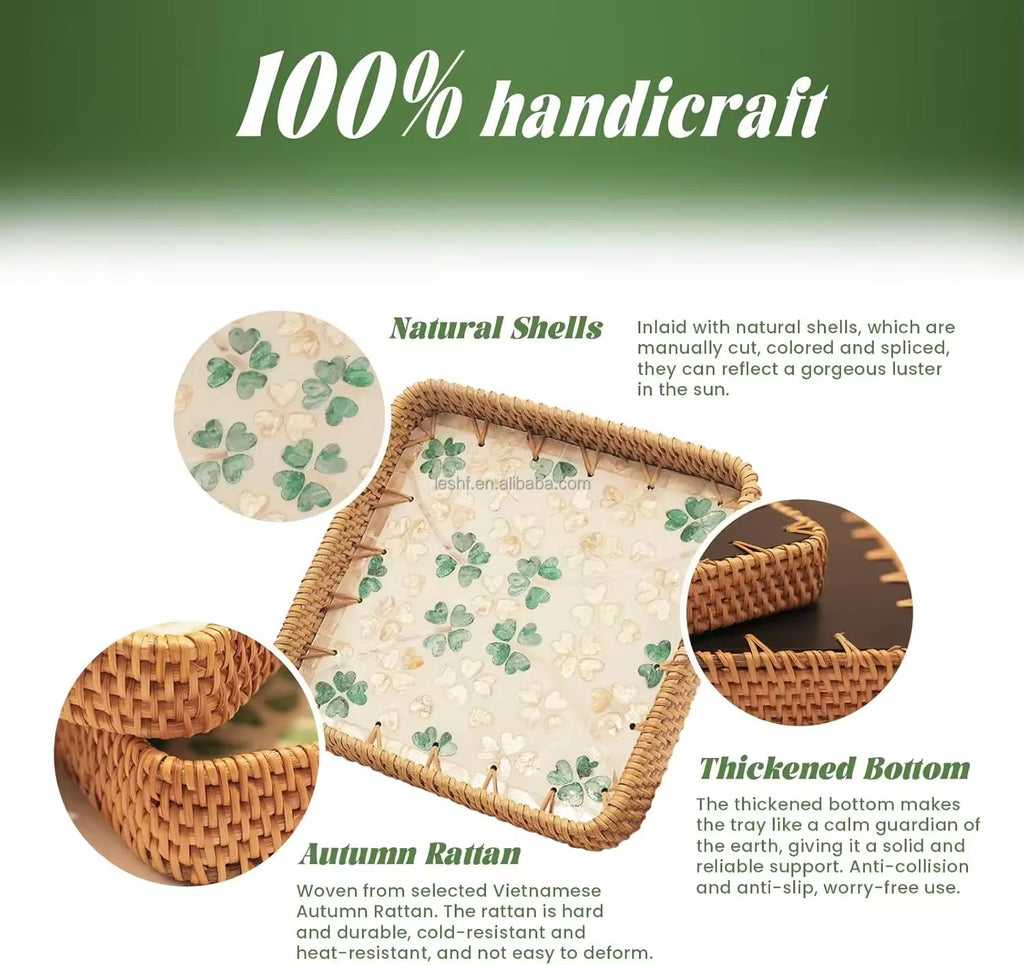 SET OF 3 Hand crafted rattan trays