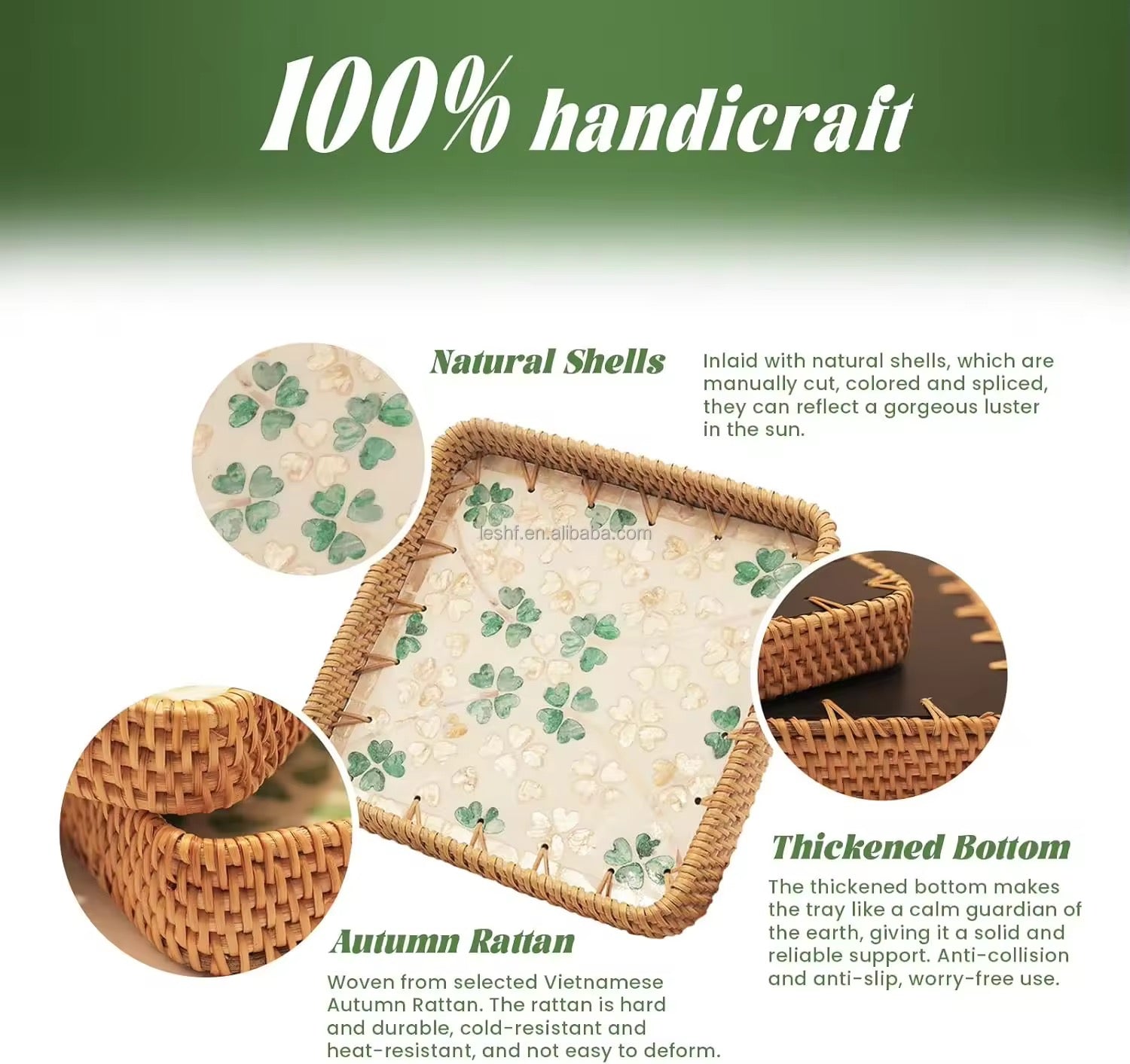 SET OF 3 Hand crafted rattan trays