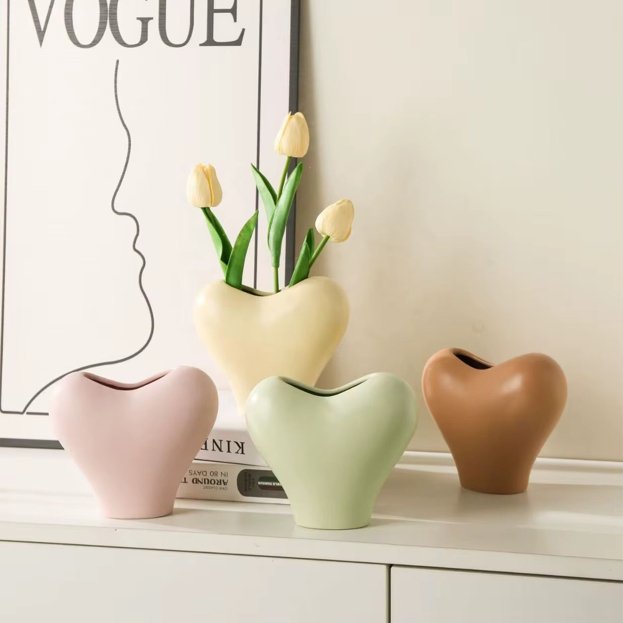 Modern Heart-Shaped Ceramic Vase