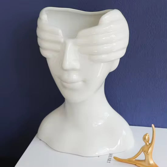 Ornaments Human Face Decoration Ceramic Vase