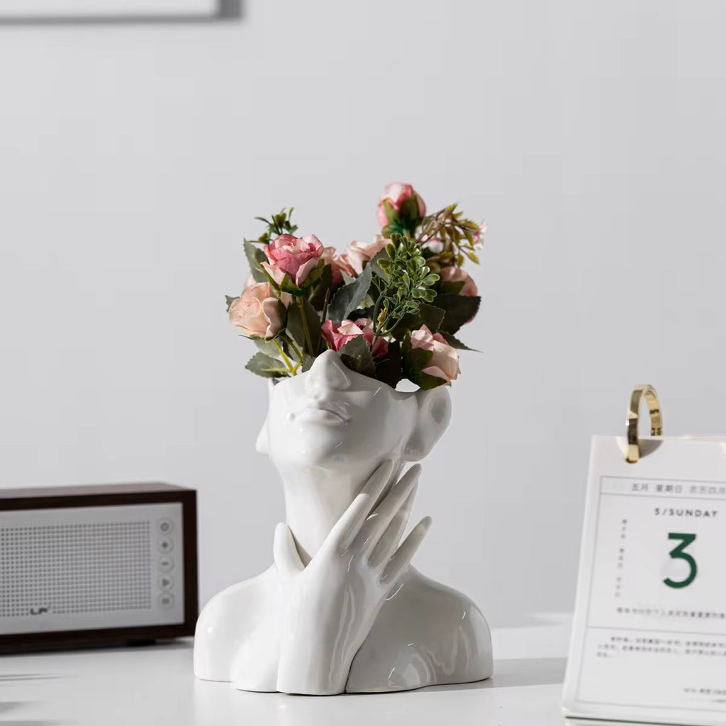 Ornaments Human Face Decoration Ceramic Vase