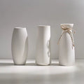 Set of 3 white high quality ceramic tabletop vase