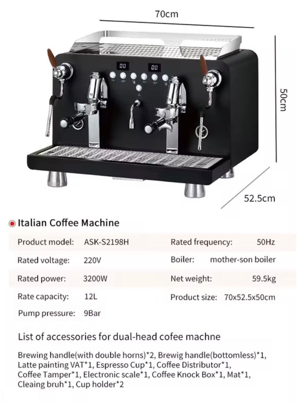 Professional Espresso Commercial Automatic Coffee Machine 2 Group Italian Cappuccino Commercial Baristafor Cafe Business